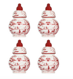 Country Estate Winter Frolic Ginger Jar Place Card Holders | Ruby