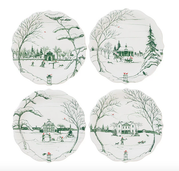 Winter Frolic Party Plates Set 4 | Evergreen