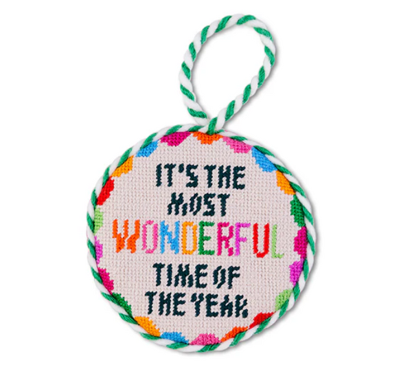 Needlepoint Ornament | Wonderful Time