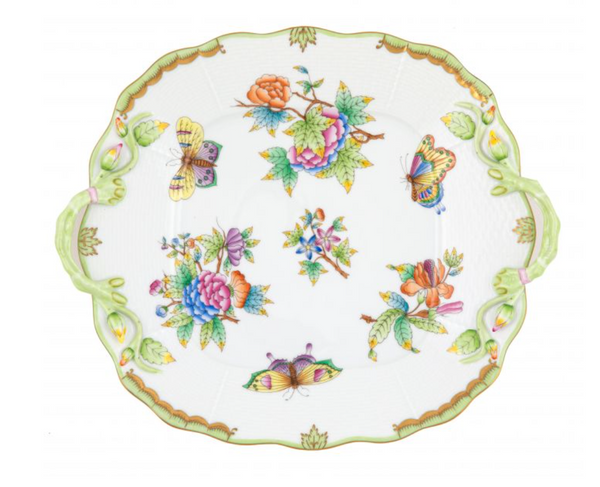Queen Victoria Square Cake Plate With Handles