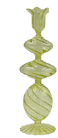 Swirl Glass Candlestick | Green