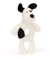 Bashful Puppy Ring Rattle | Black & Cream
