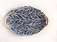 Small Oval Handled Tray | Paisley Cobalt