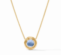Wave Stone Delicate Necklace | Iridescent Chalcedony Blue