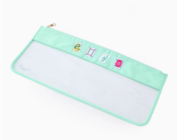 Mint Birdie Mahjong Tile Bag