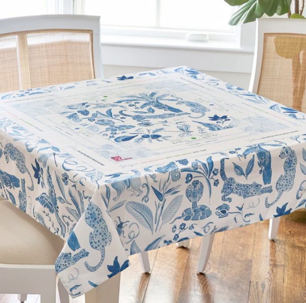 Amazon Blue Instructional Mahjong Tablecloth