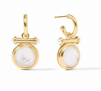 Bamboo Hoop & Charm Earrings | Iridescent Clear Crystal