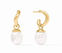Wave Hoop & Charm Earrings | Pearl