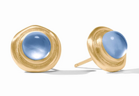 Wave Stone Stud Earrings | Iridescent Chalcedony Blue