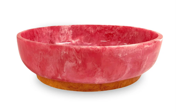 Resin Rio Large Oval Bowl w/Base | Pink and Orange