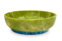 Resin Rio Large Oval Bowl w/Base | Green and Blue