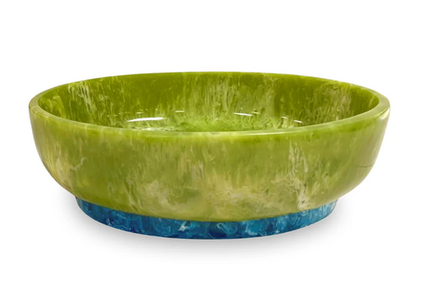 Resin Rio Large Oval Bowl w/Base | Green and Blue