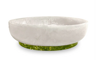 Resin Rio Large Oval Bowl w/Base | White and Green