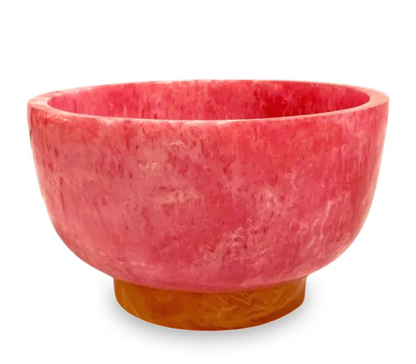 Resin Rio Small Round Bowl w/Base | Pink and Orange
