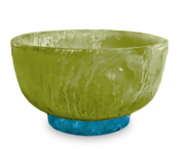 Resin Rio Small Round Bowl w/Base | Green and Blue