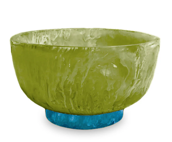 Resin Rio Small Round Bowl w/Base | Green and Blue