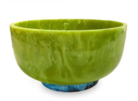 Resin Rio Large Round Bowl w/Base | Green and Blue