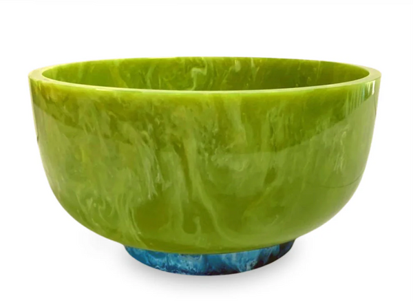 Resin Rio Large Round Bowl w/Base | Green and Blue