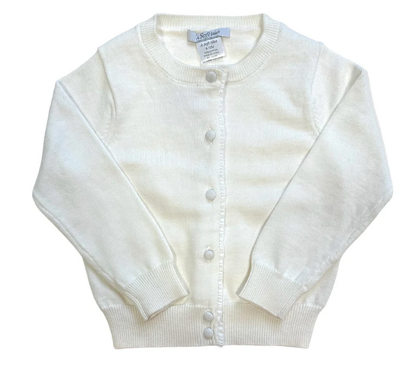 Ivory Ruffle Placket Cardigan | 2T