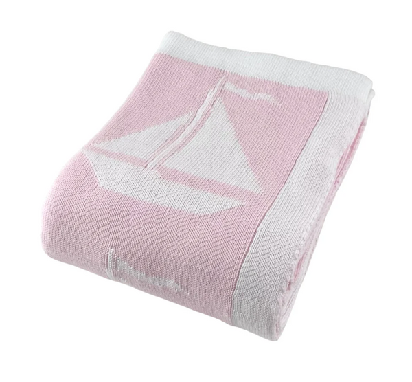 Sailboats Blanket | Pink/White