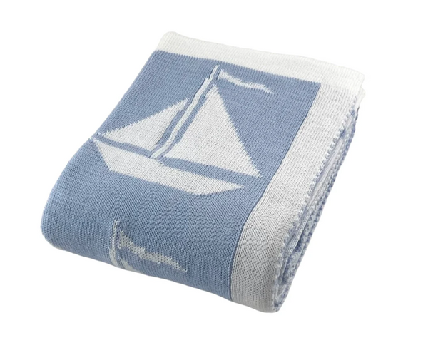 Sailboats Blanket | Blue/White