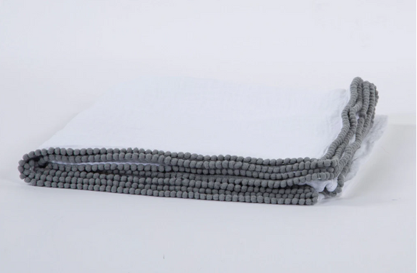 Cotton Muslin Swaddle Blanket | White/Gray