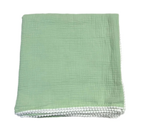 Cotton Muslin Swaddle Blanket | Sage/White