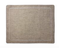 Linho Simple Rectangular Placemat | Dark Natural/White