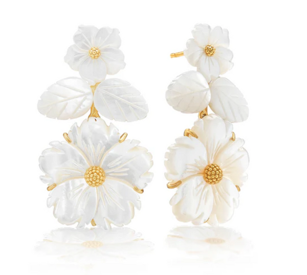 Mermaid Garden Floral Post Drop Earrings