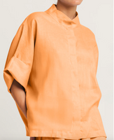 Linen Mandarin Shirt | Orange