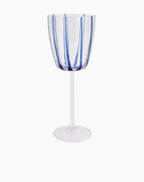 Nuovo Stripe Wine Glass | Blue