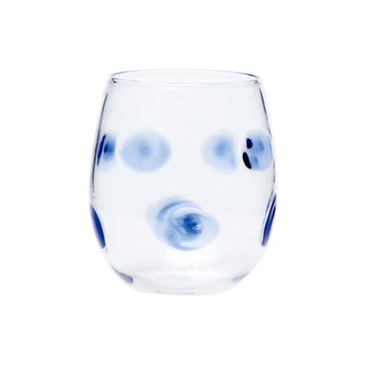 Drop Stemless Wine Glass | Blue