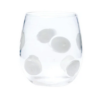 Drop Stemless Wine Glass | White