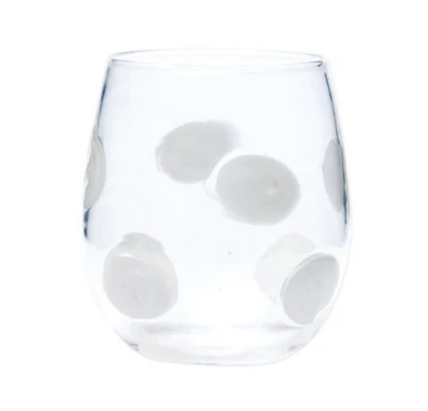 Drop Stemless Wine Glass | White