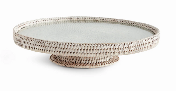 Burma Whitewash Rattan Serving Stand