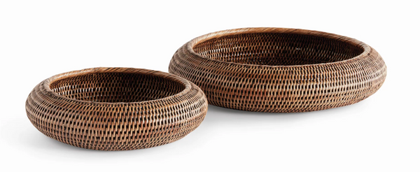 Burma Brown Rattan Shallow Bowl | Small