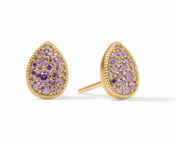 Birthstone Teardrop Stud Earrings Amethyst | February