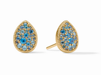 Birthstone Teardrop Stud Earrings Blue Topaz | December