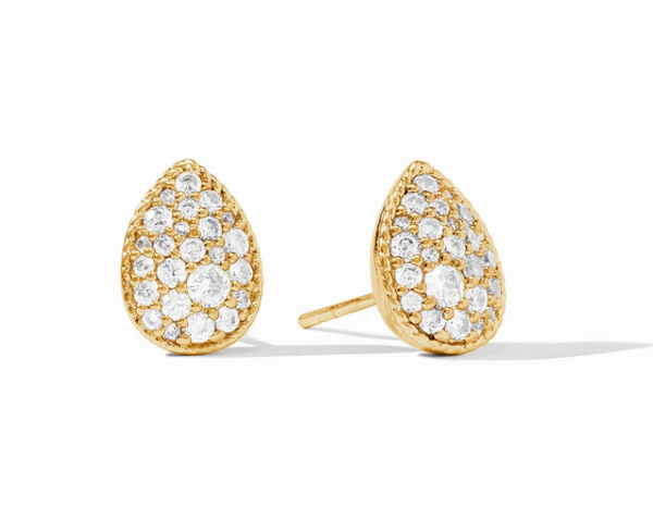 Birthstone Teardrop Stud Earrings Cubic Zirconia | April