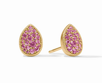 Birthstone Teardrop Stud Earrings Pink Tourmaline | October