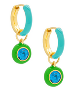 Enamel & Crystal Drop Earrings | Green