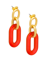 Oval Link Drop Earrings | Red