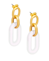 Oval Link Drop Earrings | White