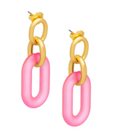 Oval Link Drop Earrings | Pink