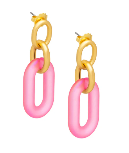 Oval Link Drop Earrings | Pink