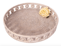 Inna Round Tray w/Glass Insert | Whitewash