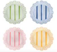 Cabana Stripe Melamine Salad/Dessert Plates | Assorted Set 4