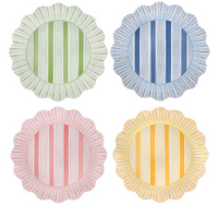 Cabana Stripe Melamine Dinner Plates | Assorted Set 4