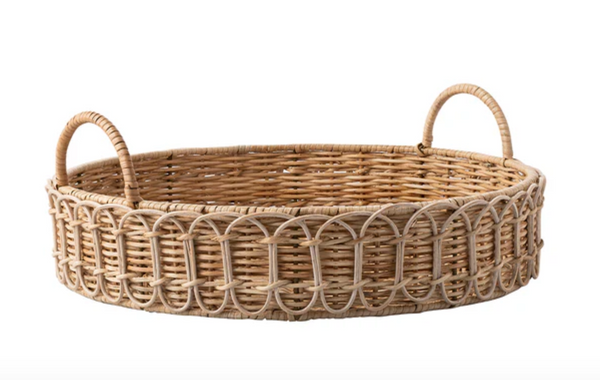 Provence Rattan 16" Circle Tray | Whitewash