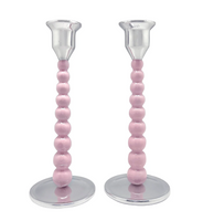 Medium Pearled Candlestick Set | Pink